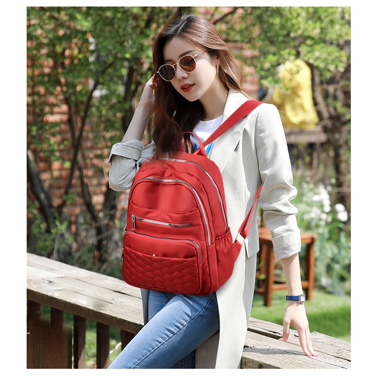 Ba Lô Oxford Siêu Nhẹ Thêu Đường Chỉ Nhỏ Đơn Giản Đa Năng Phong Cách Hàn Quốc Cho Nữ