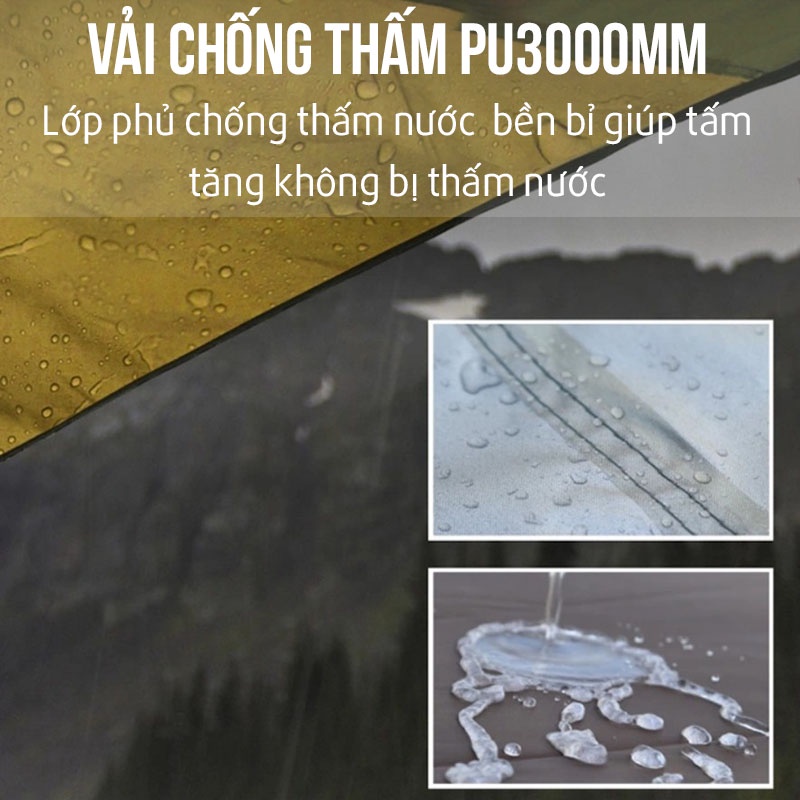 Tấm Tăng Dã Ngoại Lục Giác Chống Thấm, Chống Nắng, Nhẹ, Dễ Di Chuyển Kích thước 5m5x5m6