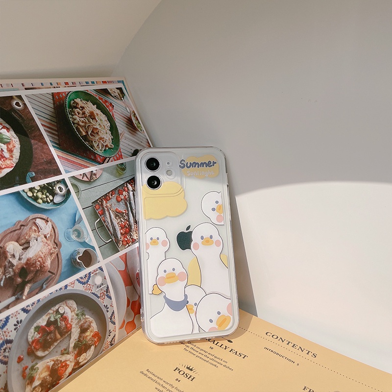 Ốp điện thoại TPU dẻo trong suốt họa tiết vịt thích hợp cho IPHONE 13 PRO MAX 11 12 PRO MAX X XR XS MAX 7 8 PLUS 7G 8G