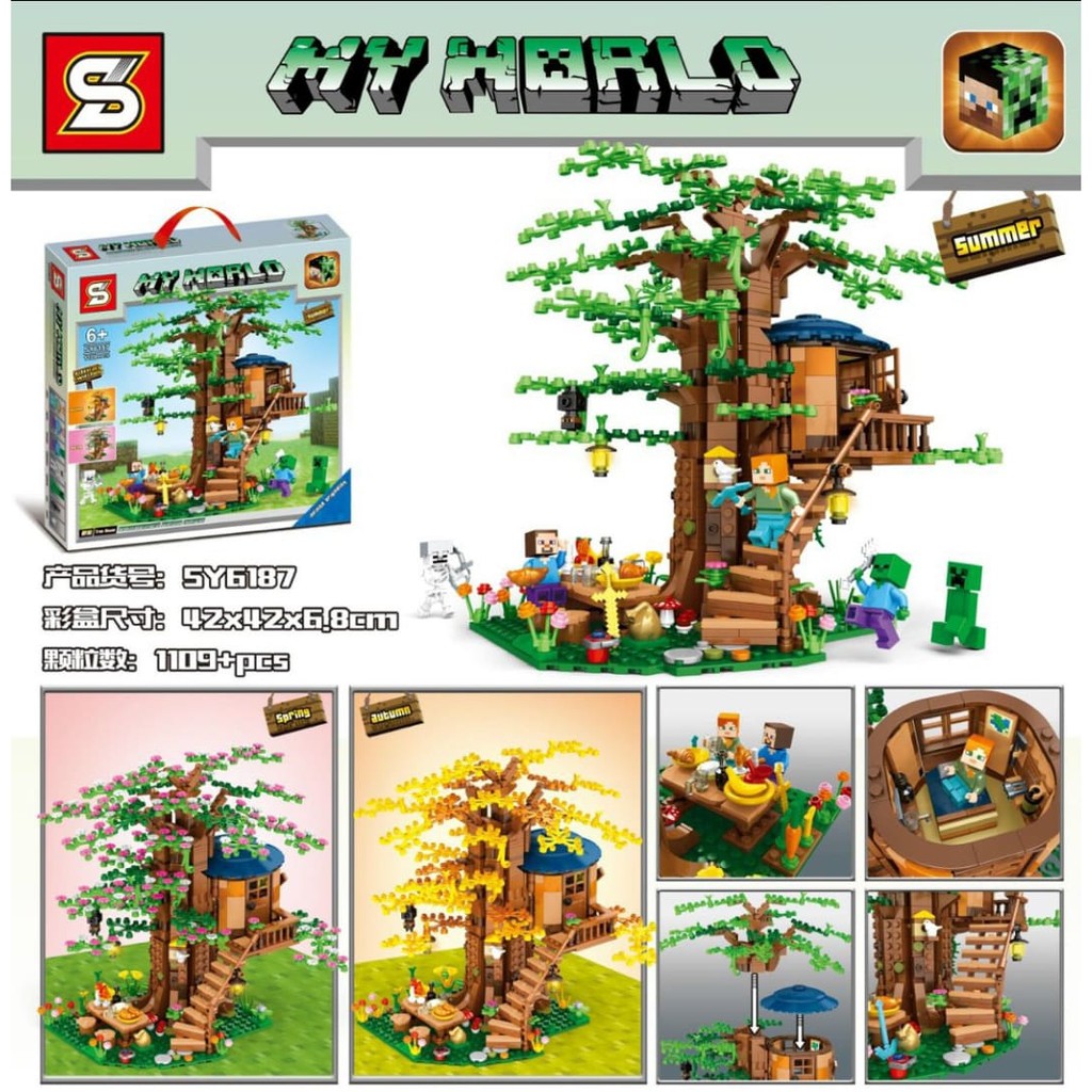 Lego Minecraft - SY 6187 ( Xếp Hình Ngôi Nhà Trên Cây Của Thế Giới Minecraft 1109 Mảnh )