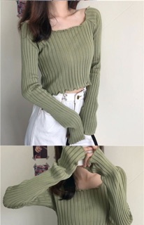 Áo trễ vai len gân