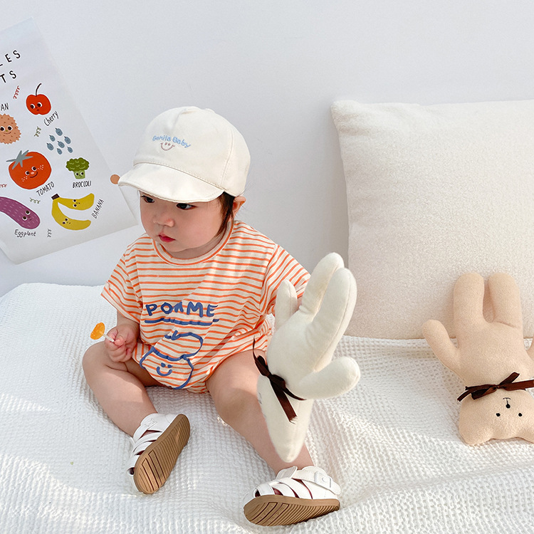 Bộ Áo Liền Quần Kẻ Sọc In Chữ Dễ Thương Cho Bé | BigBuy360 - bigbuy360.vn