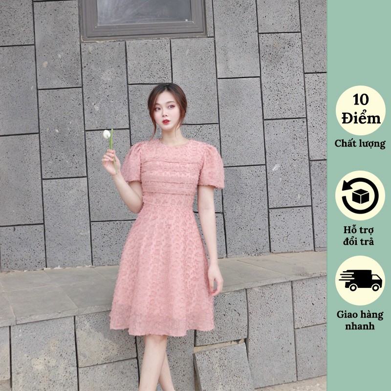 Đầm hồng công sở sang trọng Đầm váy dự tiệc, tiểu thư thiết kế Chic.Store