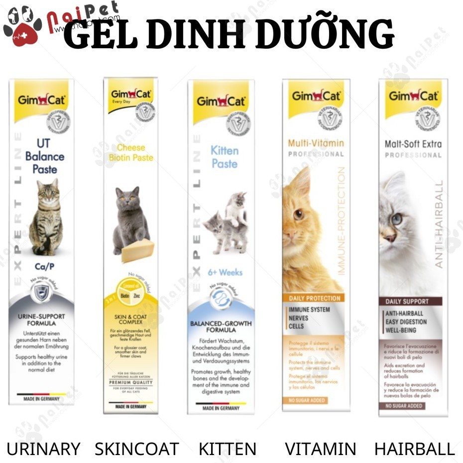 Gel Dinh Dưỡng Ngừa Búi Lông Tăng Miễn Dịch Tốt Tiêu Hoá Cho Mèo Gim Cat 50g