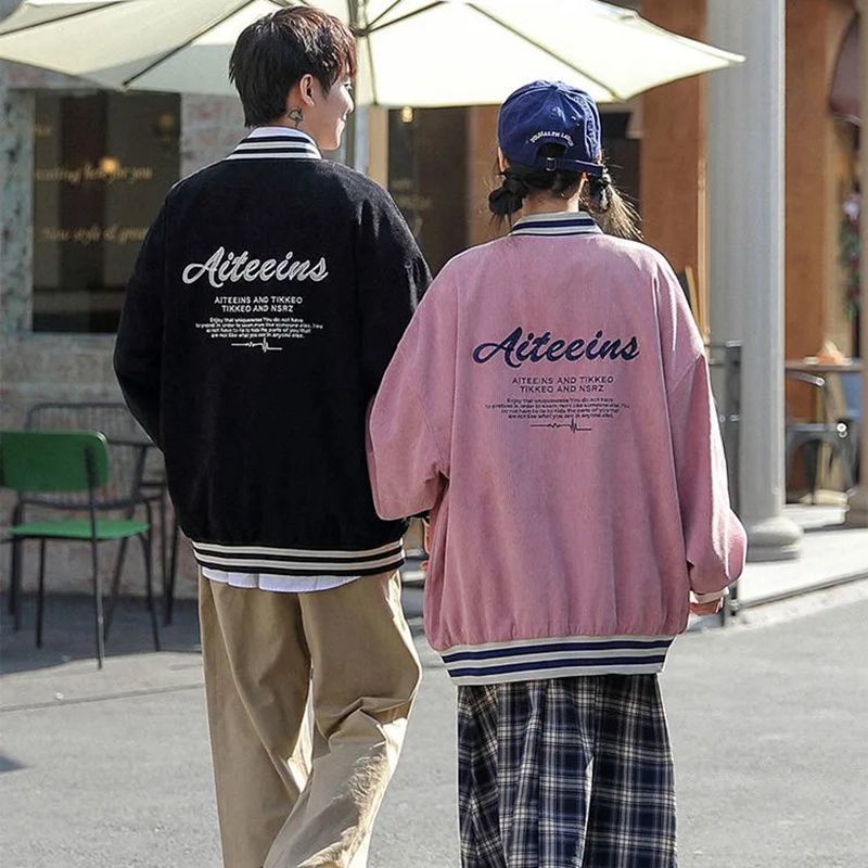Áo BomBer Nhung Thêu Chữ Phối Kẻ Cao Cấp,Áo Khoác Jacket Nam Nữ Ticker  3 Màu