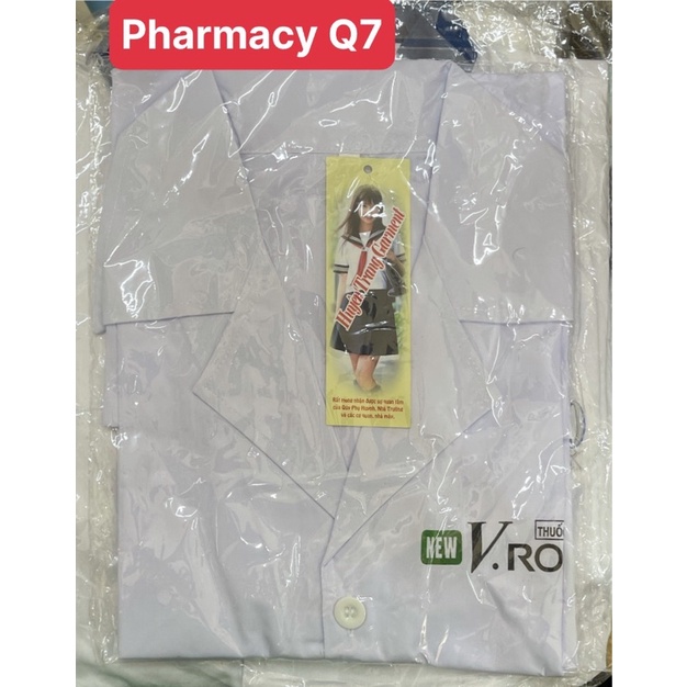 Áo Blouse NAM - nữ  DƯỢC SĨ SINH VIÊN có Logo của công ty Dược, ngắn tay, dài ngang mông đủ Size