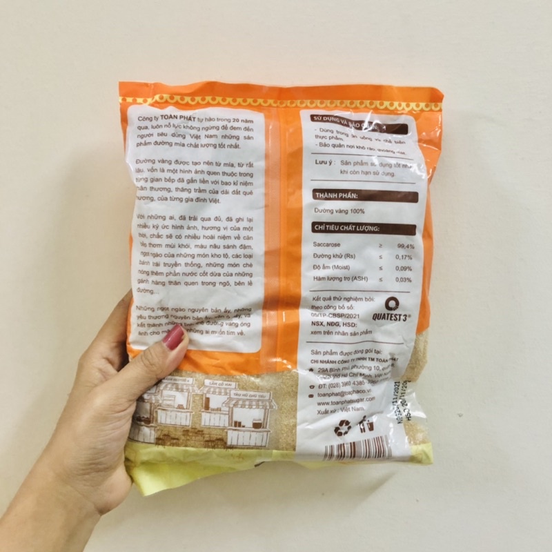 Đường vàng tự nhiên Toàn Phát 1kg, đường trắng An Khê, đường lin 1kg, đường trắng lẻ