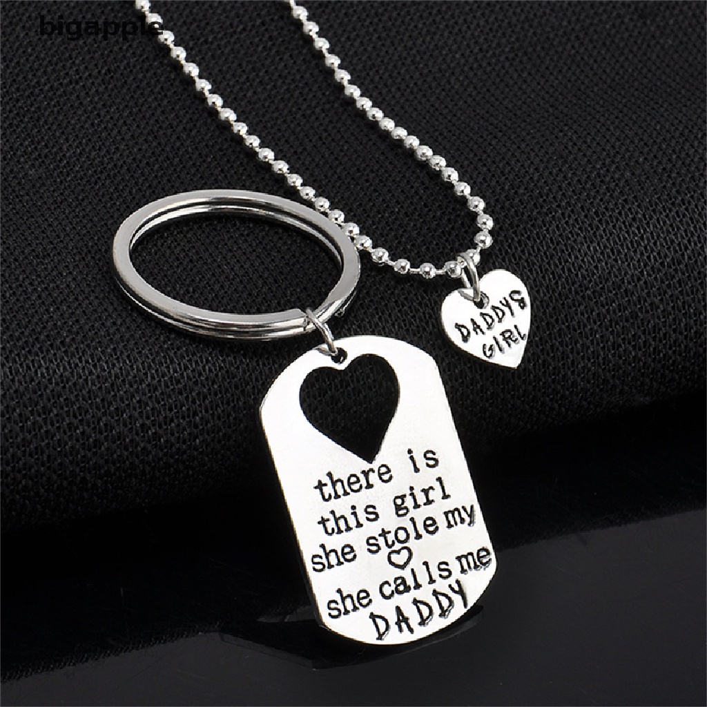 Vòng cổ / Móc Khóa Hình Trái Tim Khắc Chữ Daddy / Daughter RDG