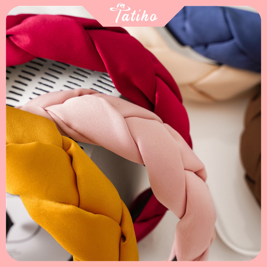 Mấn Cài Tóc Unisex, Băng Đô Turban Xoắn Bảng To Chất Lụa Satin Phối Áo Dài Handmade - TATIHO - Mã CT011
