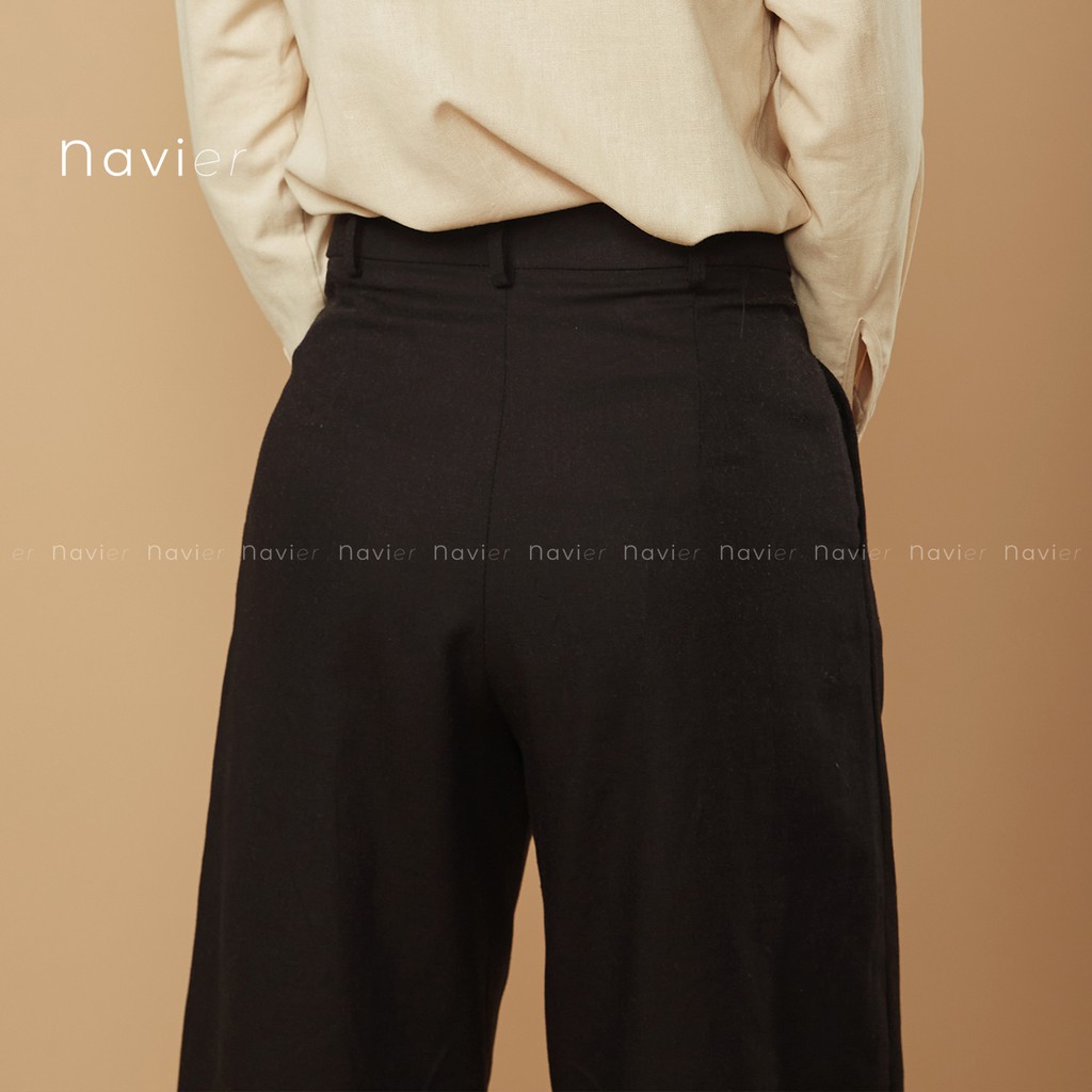 QUẦN CULLOTES RỘNG DÀI ỐNG SUÔNG - QUẦN TÂY CÔNG SỞ ỐNG XUÔNG CẠP CAO - LINEN PANTS WOMAN TROUSERS Q01 NAVIER | BigBuy360 - bigbuy360.vn