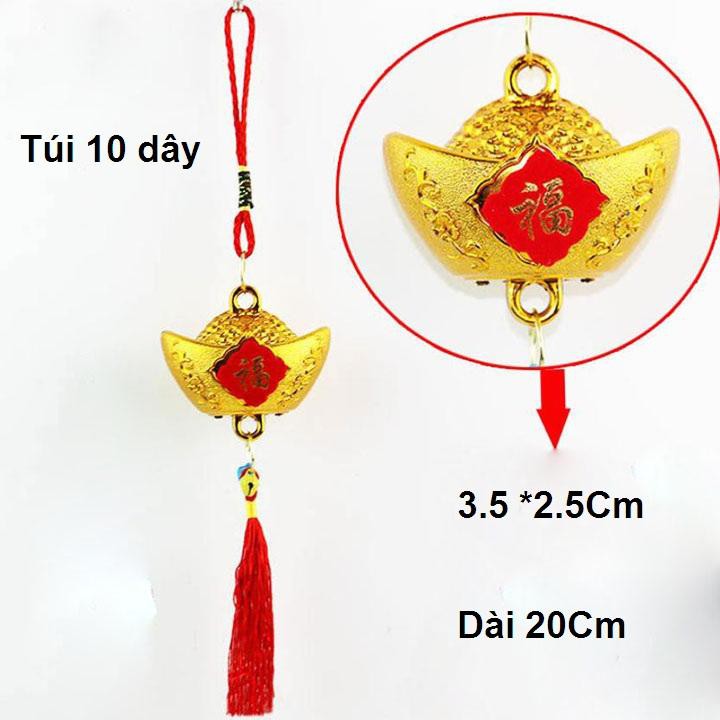 Túi 10 dây liễng trang trí lễ Tết, dây tiền vàng, dây pháo, dây liễng, thẻ bài