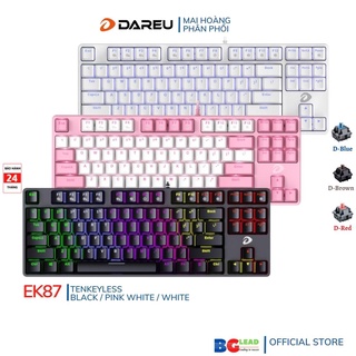 [Chính hãng] Bàn Phím cơ Dareu EK87 Pink White (Pink Led) / EK87 White (Single Led) / EK87 Black (Multi Led)
