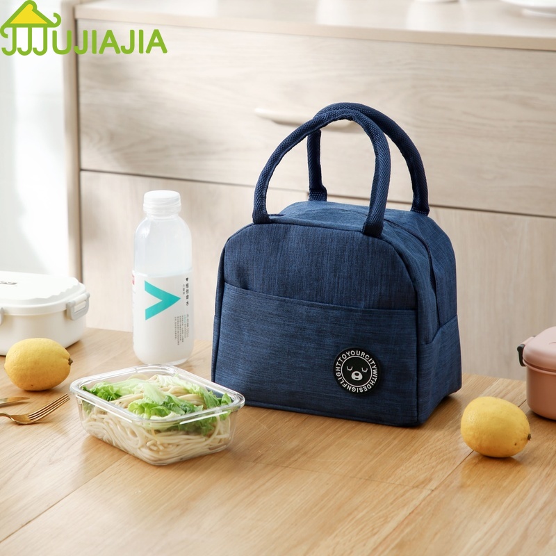 Túi Giữ Nhiệt JUJIAJIA Bằng Canvas Và Lá Nhôm Có Quai Cầm Dùng Đựng Cơm Trưa Cho Dân Văn Phòng