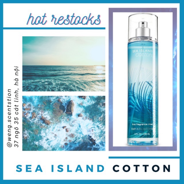 Xịt thơm toàn thân bodymist Bath & Body Works mùi Sea Island Cotton / Sea Island Shore