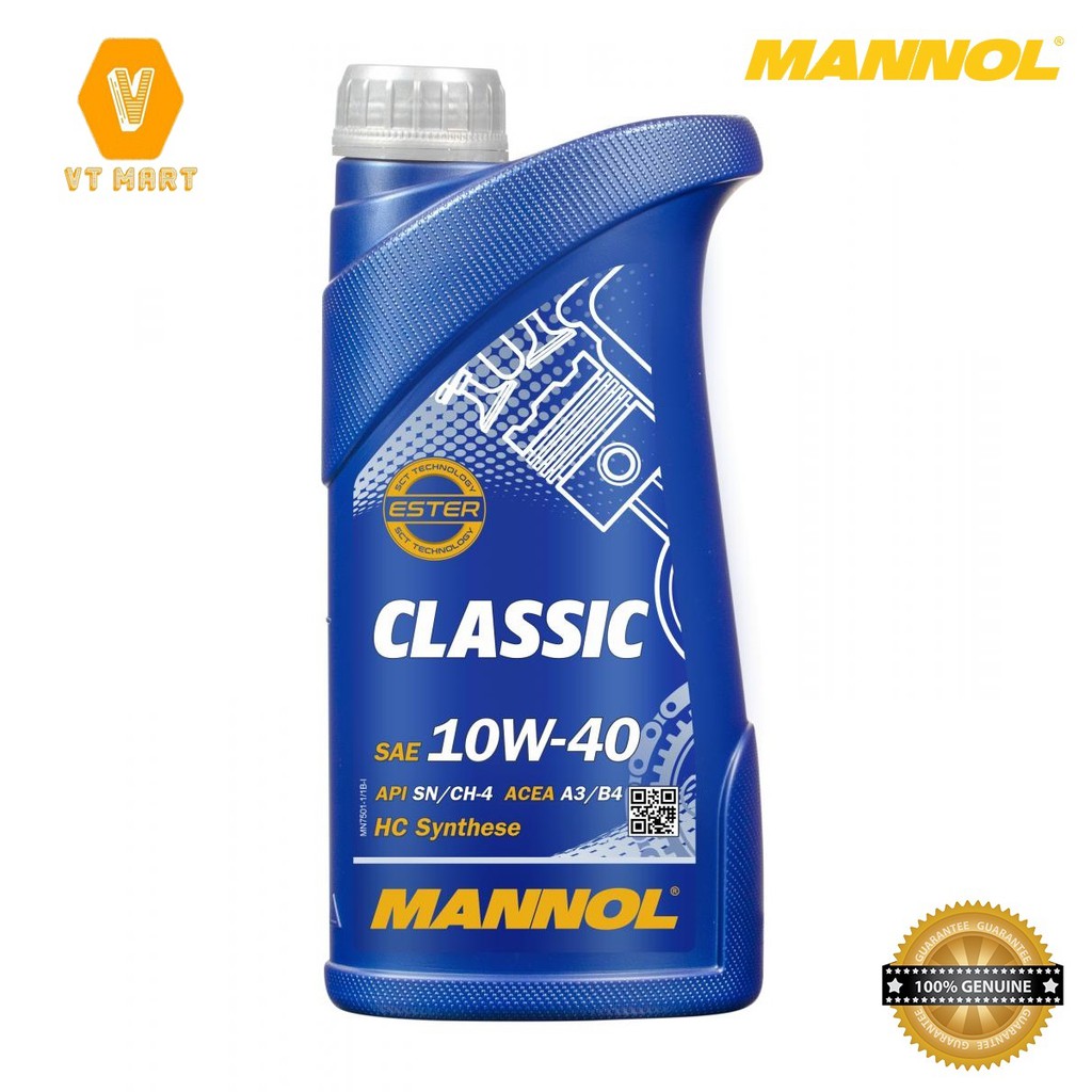 [PRO] Nhớt MANNOL 7501 Classic 10W-40 SN/CF | 1 LÍT Tổng Hợp Đa Cấp HC Đa Năng- NHẬP KHẨU ĐỨC