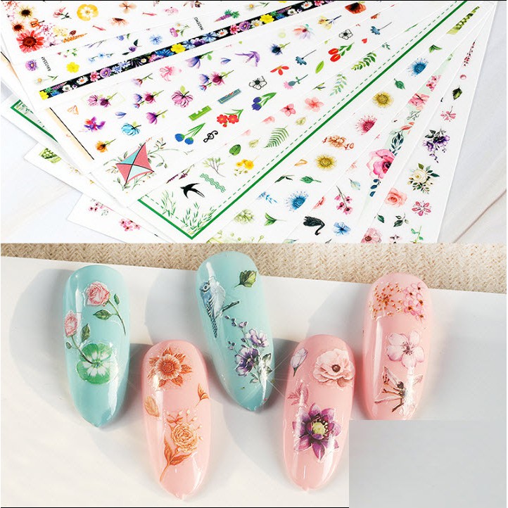 Nail Sticker Hoa Lá Cành Mẫu Mới - Lẻ 1 Tấm