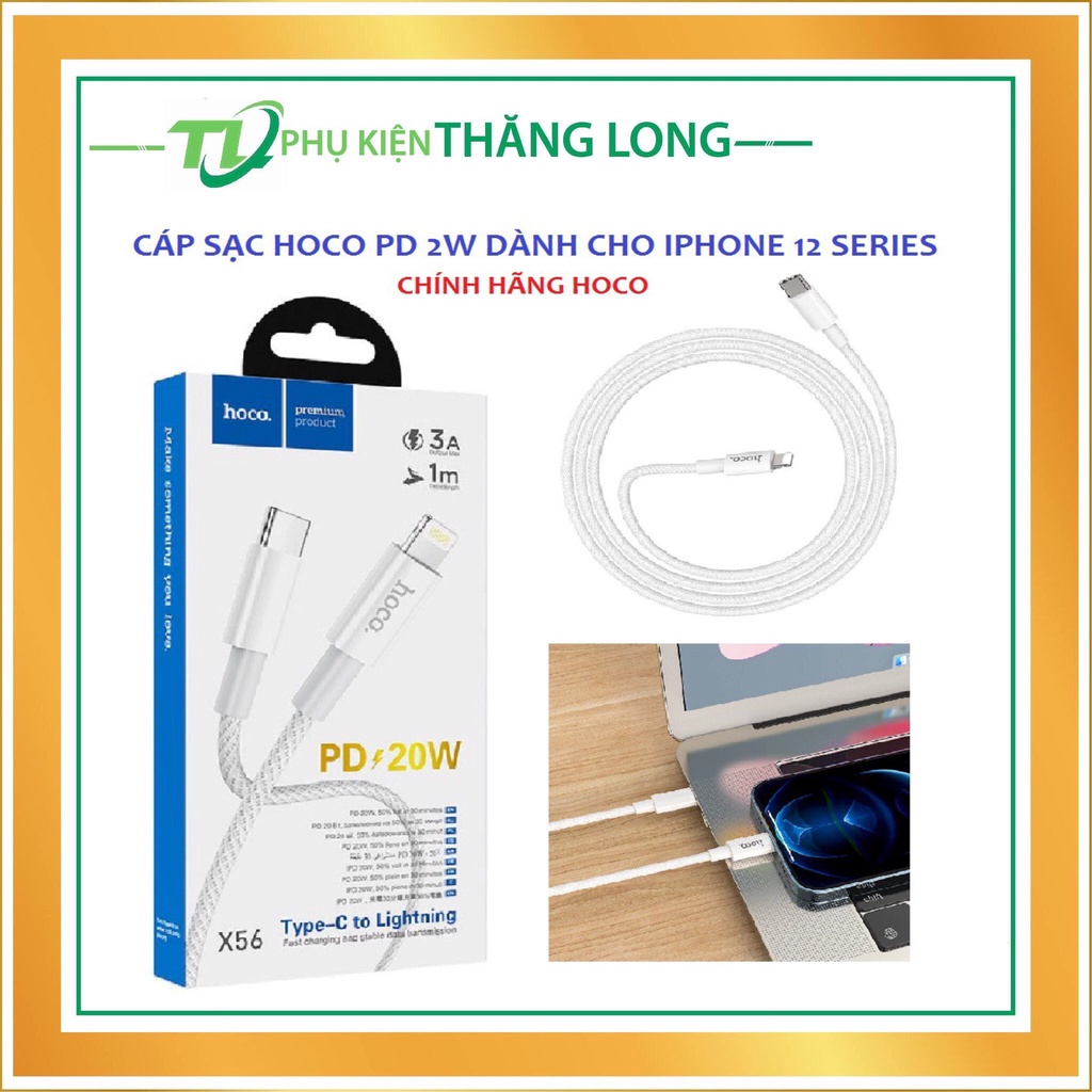 Cáp sạc nhanh iPhone12, 12Pro max, PD 20W HOCO X56 Type-C to Lightning, truyền dữ liệu và sạc nhanh 3A