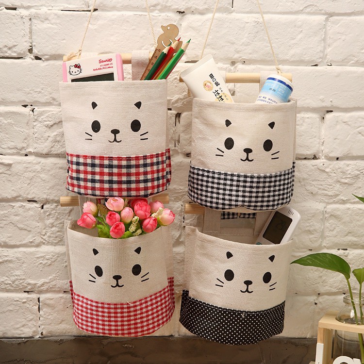 Túi treo tường đựng đồ hình mèo con dễ thương 88098 shop Giang Phạm