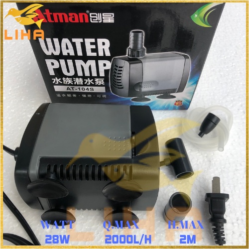 Máy Bơm Nước Atman AT-104S (28W-2000L/H-2M) - Máy Lọc Nước Cho Hồ Cá Cảnh