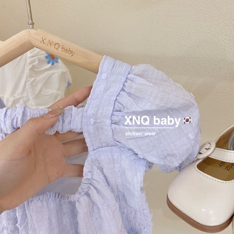 Đầm Công Chúa Tay Phồng Màu Trơn Phong Cách Nhật Hàn Thời Trang Mùa Hè Xinh Xắn Dành Cho Bé Gái 2022