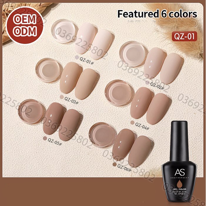 SET Sơn gel AS 6 màu trà sữa QZ chai 15ml