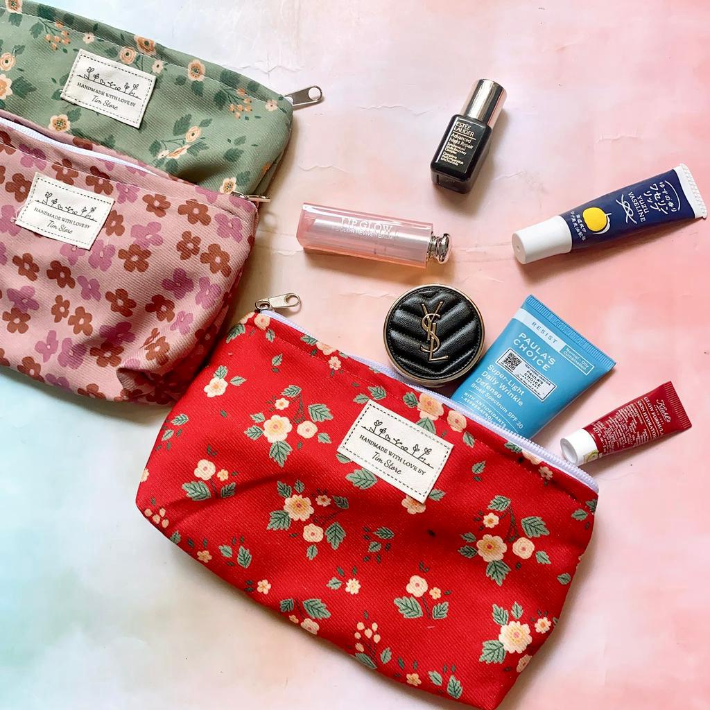 TÚI MỸ PHẨM, BÓP VẢI ĐA NĂNG HOA , TIỆN ÍCH ĐỒ CÁ NHÂN HANDMADE