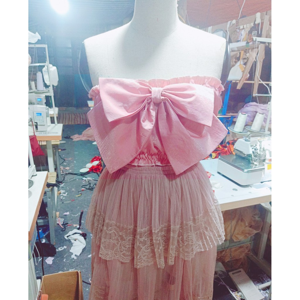 SET hotgirl bánh bèo tiểu thư áo croptop nơ cách điệu chân váy dáng xòe 3 tầng lưới tutu đẹp xinh giá rẻ teen đi biển #5