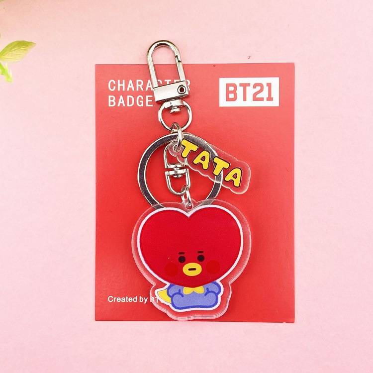 ( Part 1 ) Móc Khóa 10 Styles Cute KPOP BTS BT21 Keychain Acrylic Keyrings Fashion Jewelry Key Chains Cartoons Key Ring  CHIMMY COOKY KOYA MANG RJ SHOOKY TATA Boy girl Gift