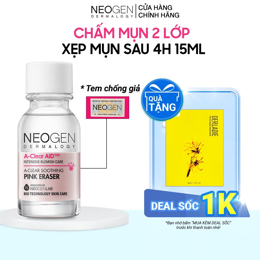 Dung Dịch Chấm Mụn, Giảm Sưng Viêm Cấp Tốc Neogen Dermalogy A-Clear Soothing Pink Eraser 15ml