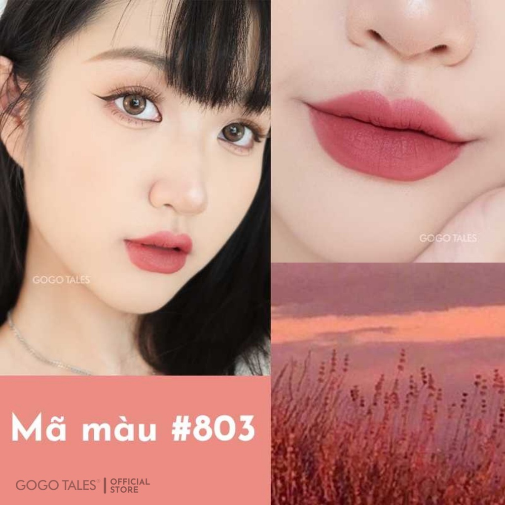 Son môi lì không trôi nơ khắc nổi GOGO TALES Son tint lì nội địa trung mềm mịn lâu trôi GT218