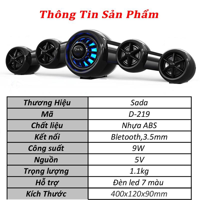 Loa Nghe Nhạc Loa Thanh Máy Vi Tính Tivi Soundbar 2.1 SADA D-219 Để Bàn Âm Thanh Siêu Trầm Hỗ Trợ Bluetooth AUX Karaoke