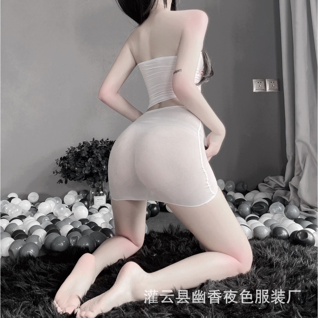Váy ngủ / Set đồ ngủ 2 mảnh hình tim tàng hình siêu sexy 1155