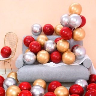 SET 5c Bóng tròn đỏ ruby đậm đỏ rượu 2 lớp size 10"
