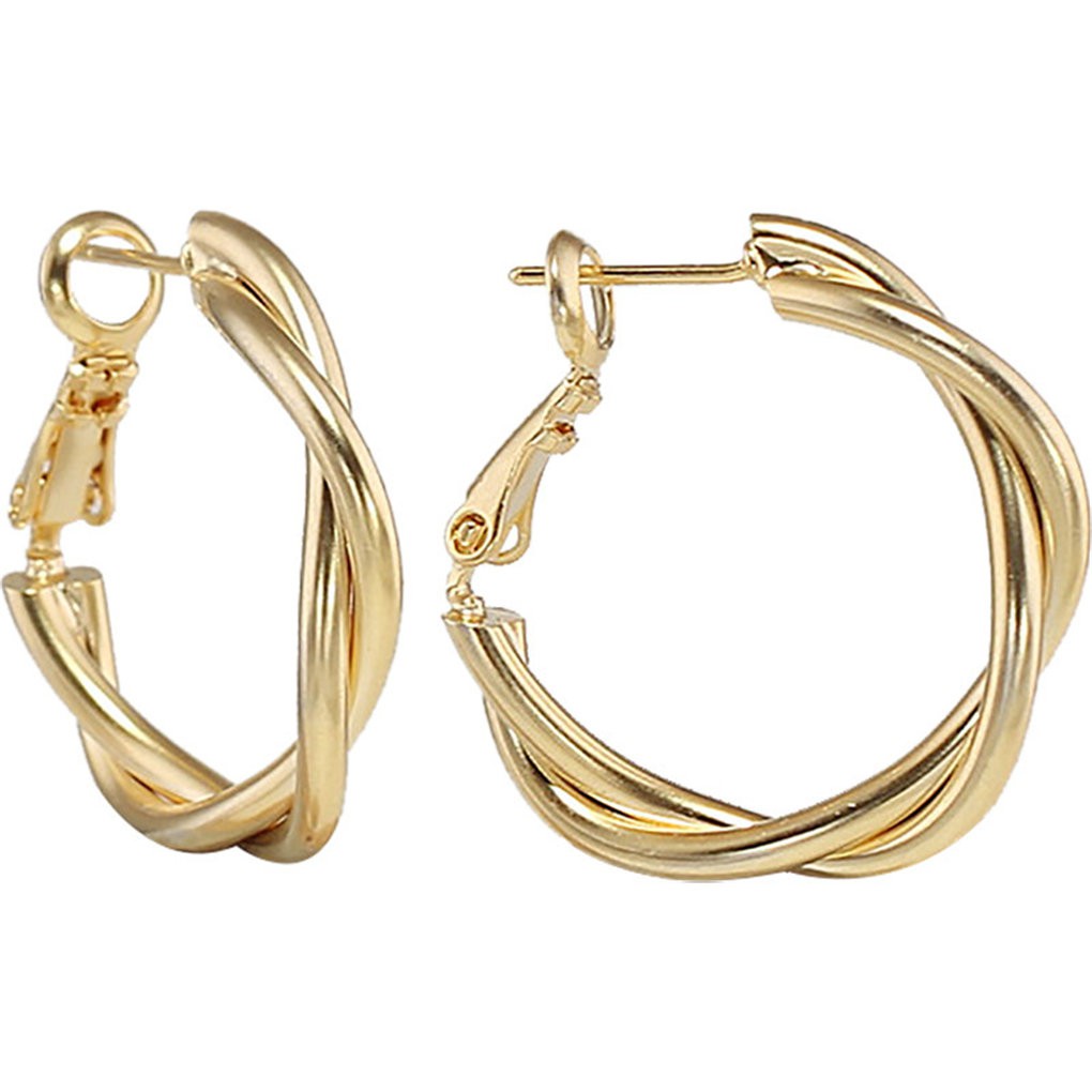 Khuyên Tai Hợp Kim Dạng Xoắn Mạ Vàng / Bạc Thiết Kế Thời Trang