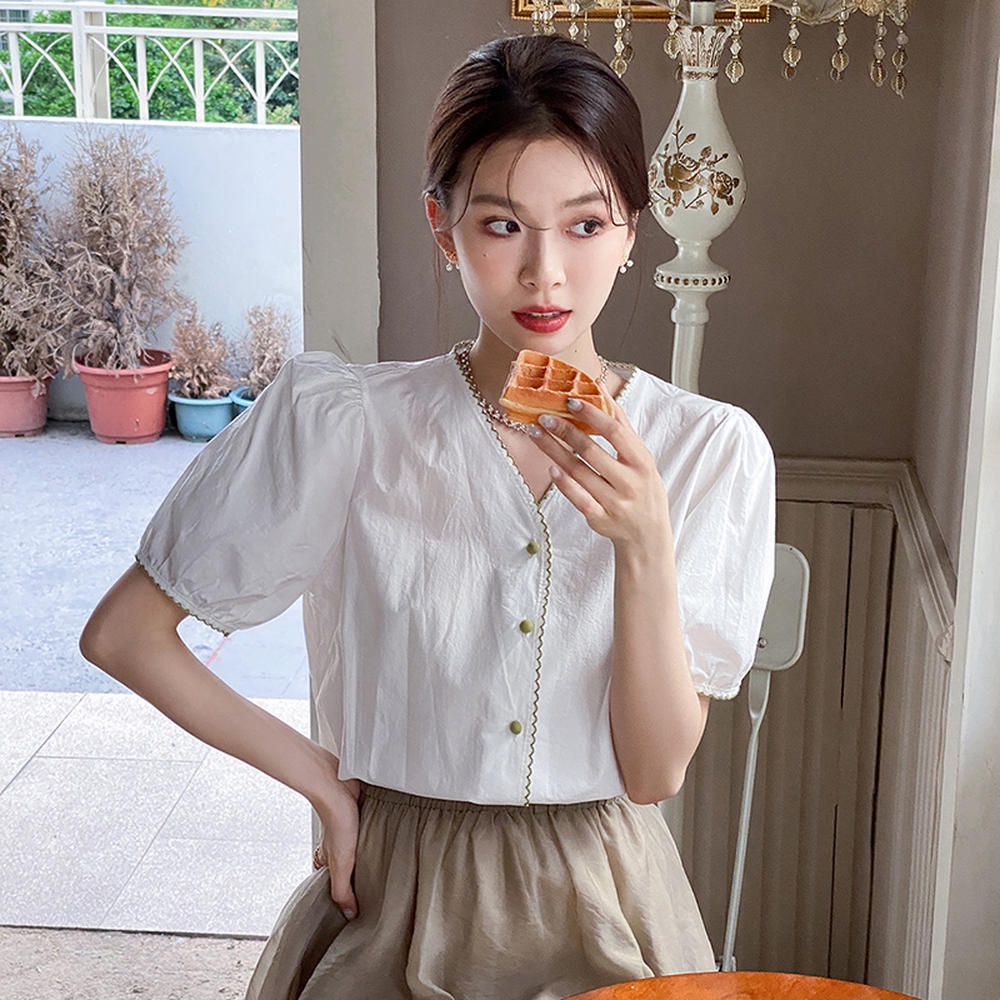 Áo Kiểu Tay Ngắn Cổ Chữ V Thời Trang Cho Nữ 50887