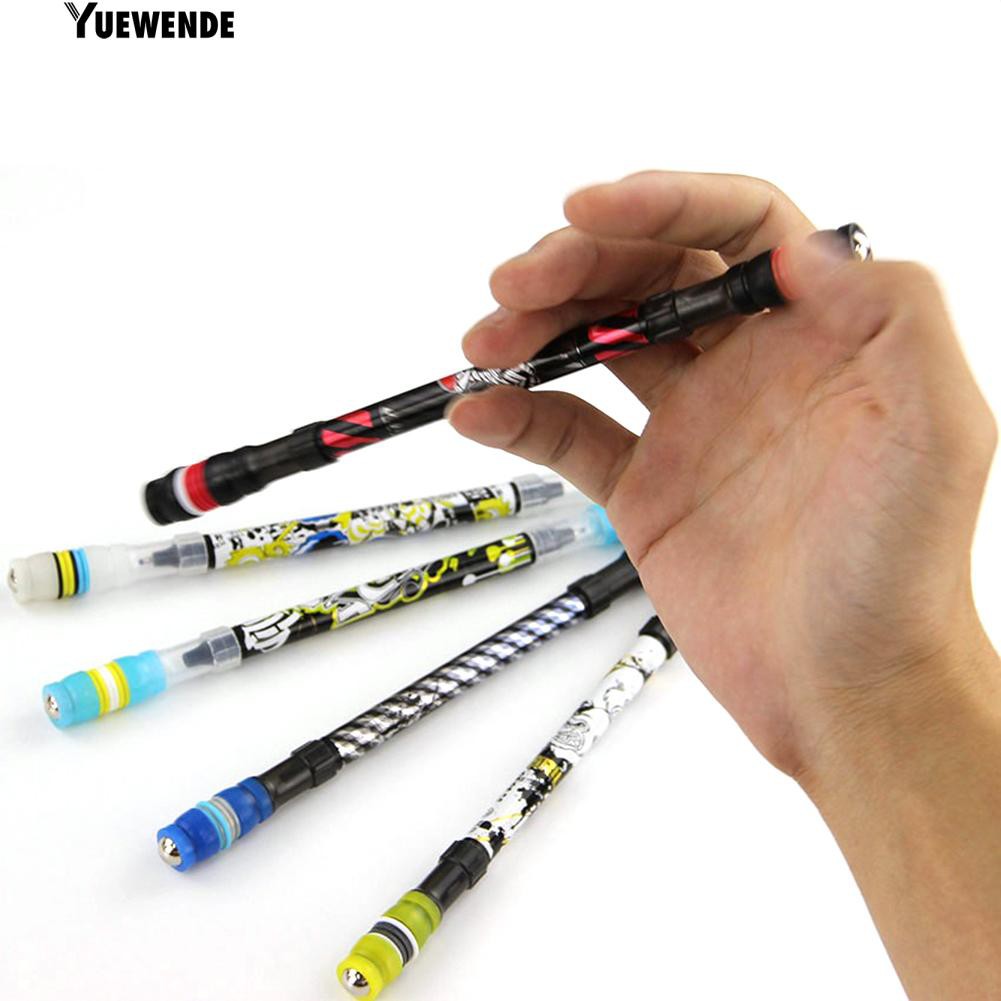 YueW Bút bi xoay tròn mực xanh 0.5mm chống trượt
