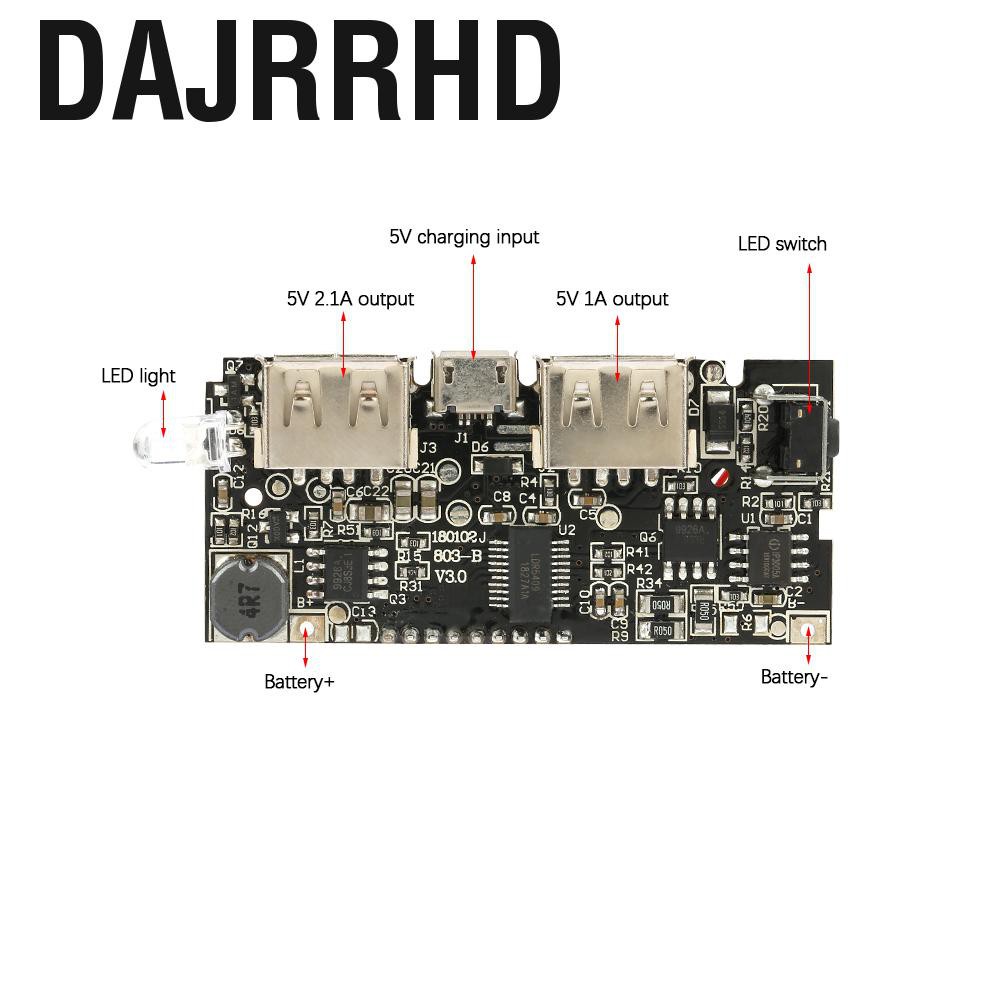 Dajrrhd Dual USB 5V 1A/2.1A LCD Power Bank 18650 Lithium Battery Charger DIY Module