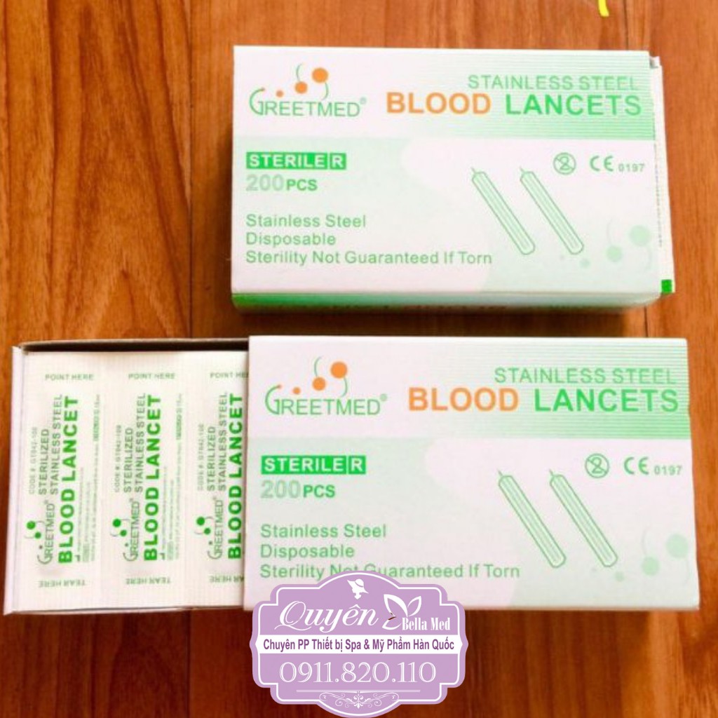 Hộp 200 Chiếc Kim Nặn Mụn Chích Mụn Blood Lancets