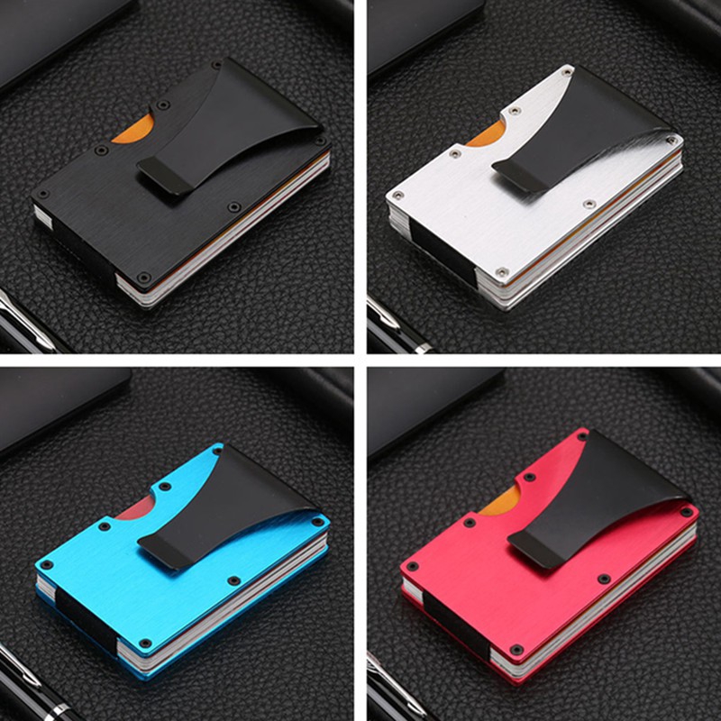 HYX RFID Metal Slim Blocking Wallet Money Clip Front Pocket Name Card Holder