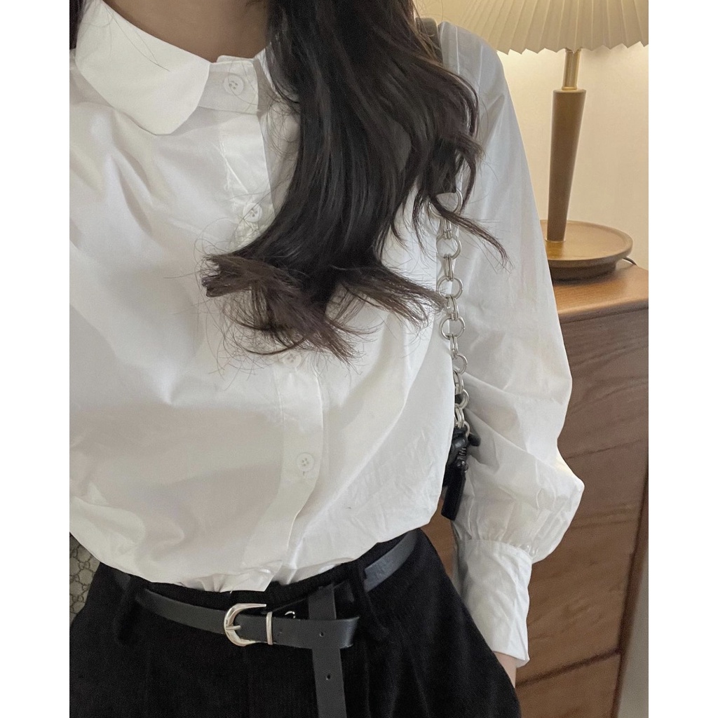 [Mượn ảnh shop khác ạ] Áo sơ mi thô mềm cổ sen tay bồng - 29feb.closet- A19