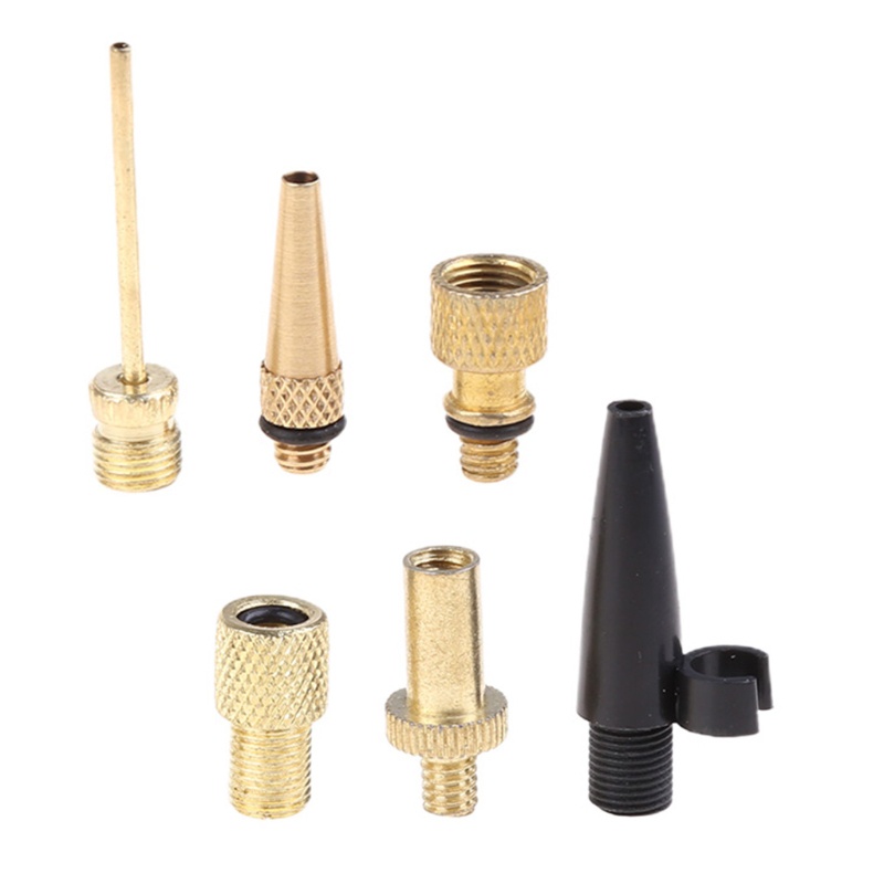 Set 6 đầu chuyển đổi vòi bơm bánh xe đạp bằng đồng thau