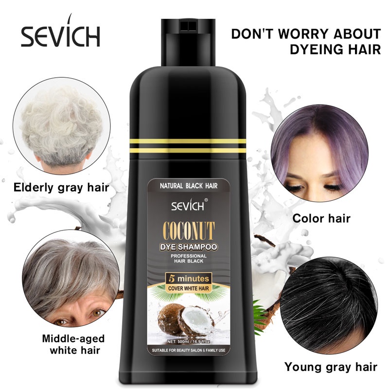 Dầu Gội Phủ Bạc Sevich 500ml tác dụng làm tóc đen mềm mượt sau 9 phút