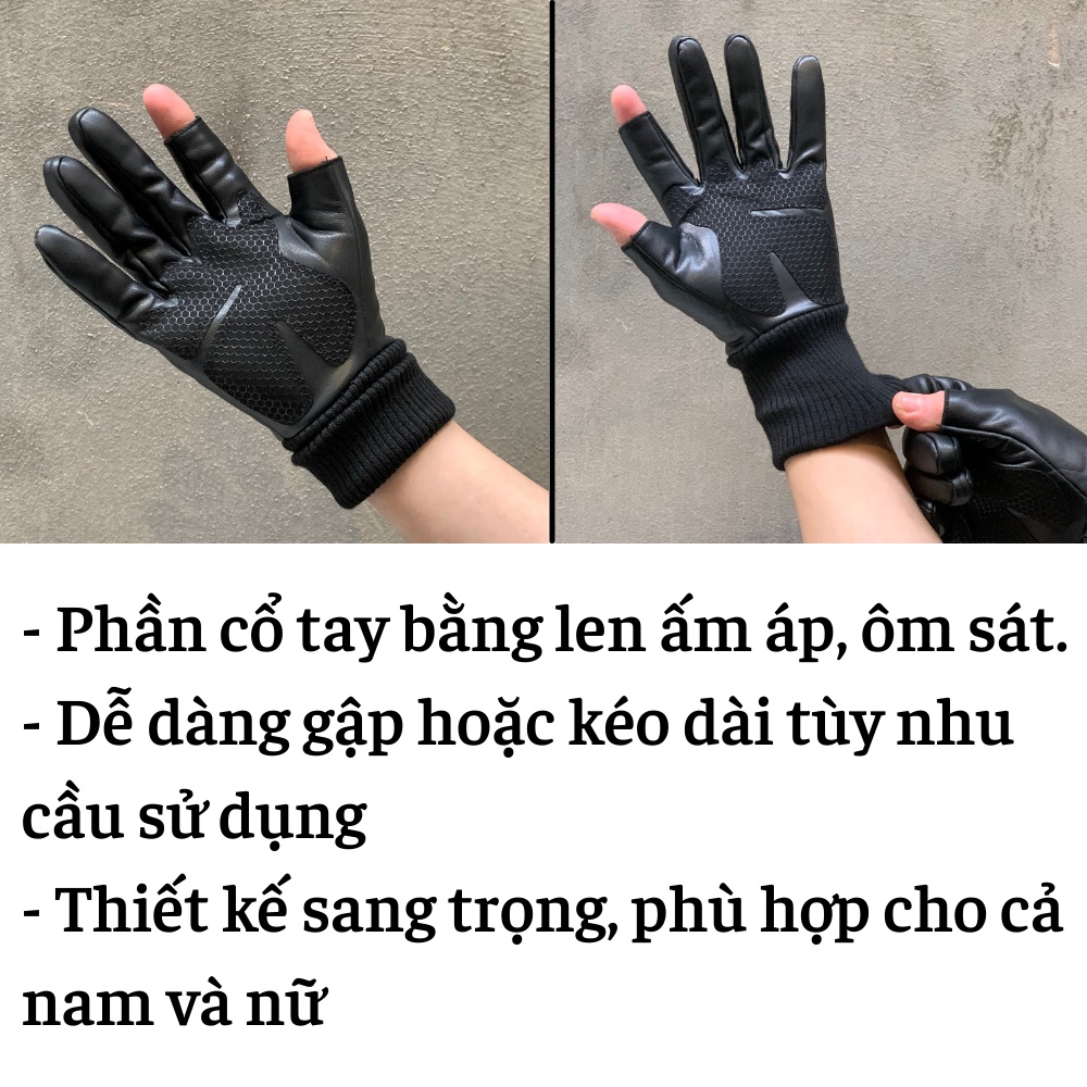 Găng tay da mùa đông ấm áp chống nước, cảm ứng điện thoại Fashion
