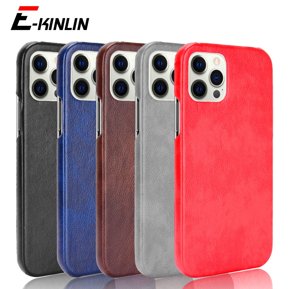 Ốp Điện Thoại Nhựa PC Cứng Phối Da PU Nhám Kiểu Retro Cho Iphone 13 12 11 Pro Max