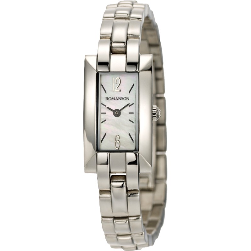 Đồng hồ Romanson Watch RM8274LWWH nữ mặt nhỏ chữ nhật kính chống xước, máy Thụy Sĩ chống nước, dây thép chính hãng
