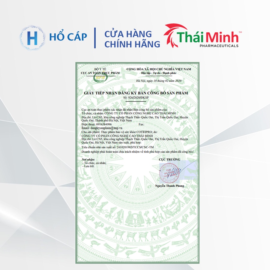 Viên Uống CotriPro Thái Minh - Hiệu quả cho trĩ nội, trĩ ngoại, táo bón - Hộp 20 viên