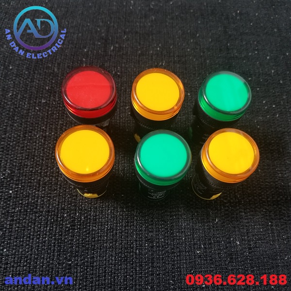 Đèn báo nguồn LED phi 22 AD16-22DS (Đỏ, Vàng, Xanh), Đèn báo pha