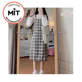 Set váy yếm kẻ caro be
