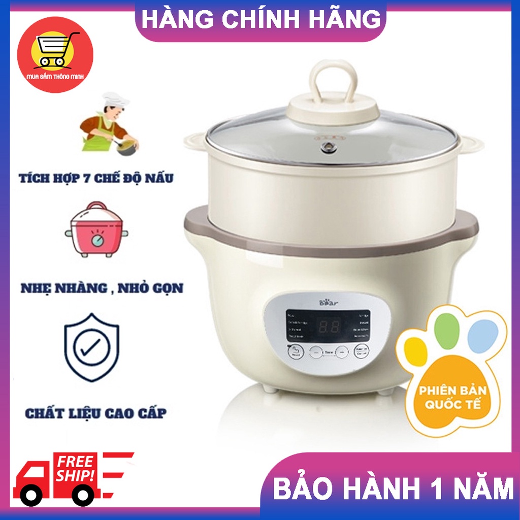 NỒI NẤU CHÁO - NINH - HẦM - HẤP CÁCH THỦY BEAR 1.6 LÍT