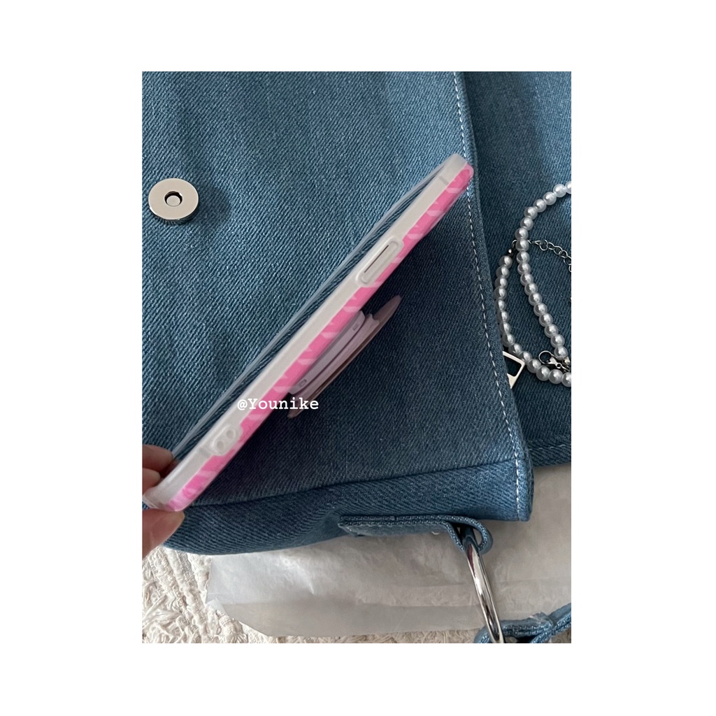 Ốp Điện Thoại Mềm Họa Tiết Caro Màu Hồng Nữ Tính Cho 15 / 13pro / 12promax / 14 / 11